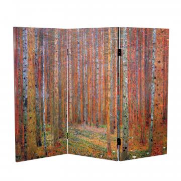 3 ft. Short Double Sided Works of Klimt Canvas Folding Screen- Tannenwald/Farm Garden